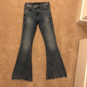 Express Bell Flare Jeans with slight distress